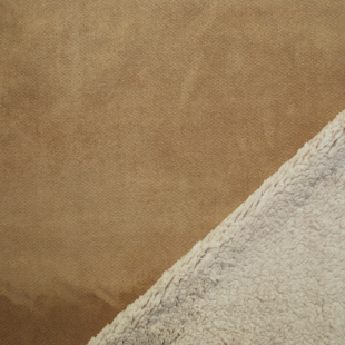 Tissu suédine doublé fourrure Mouton Marron